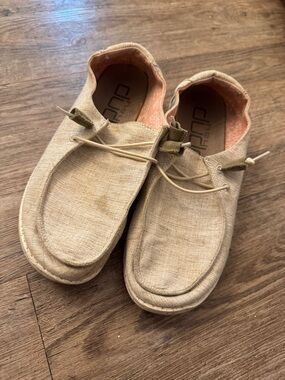 Hey Dude Kids Tan Canvas Slip-On Loafers